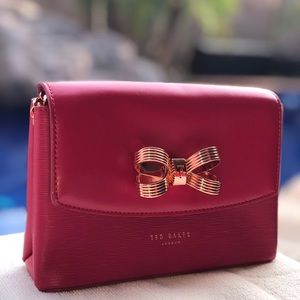 Hot Pink Ted Baker Leather Leorr Bow Crossbody Bag